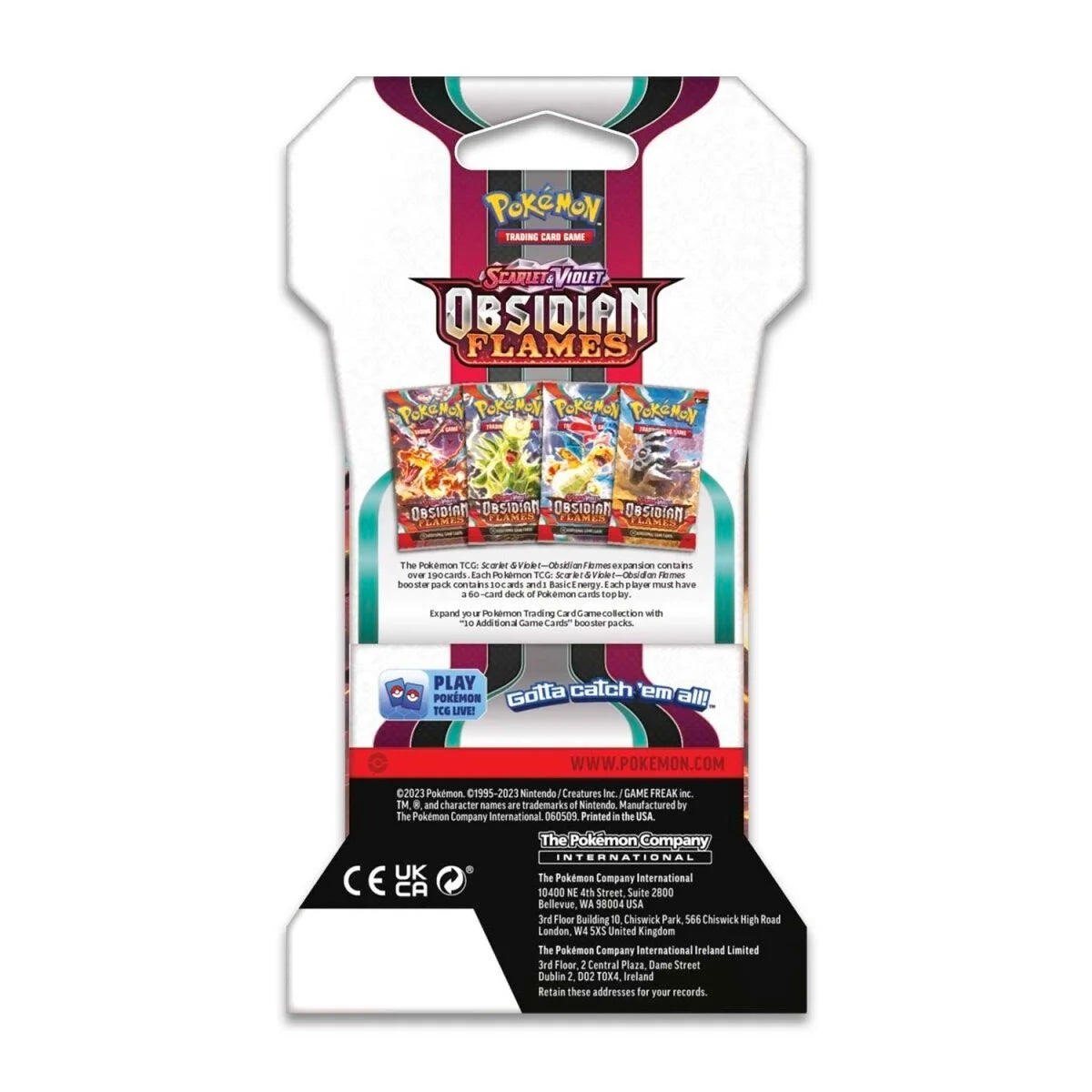 Obsidian Flames sleeved booster pack (reverse)
