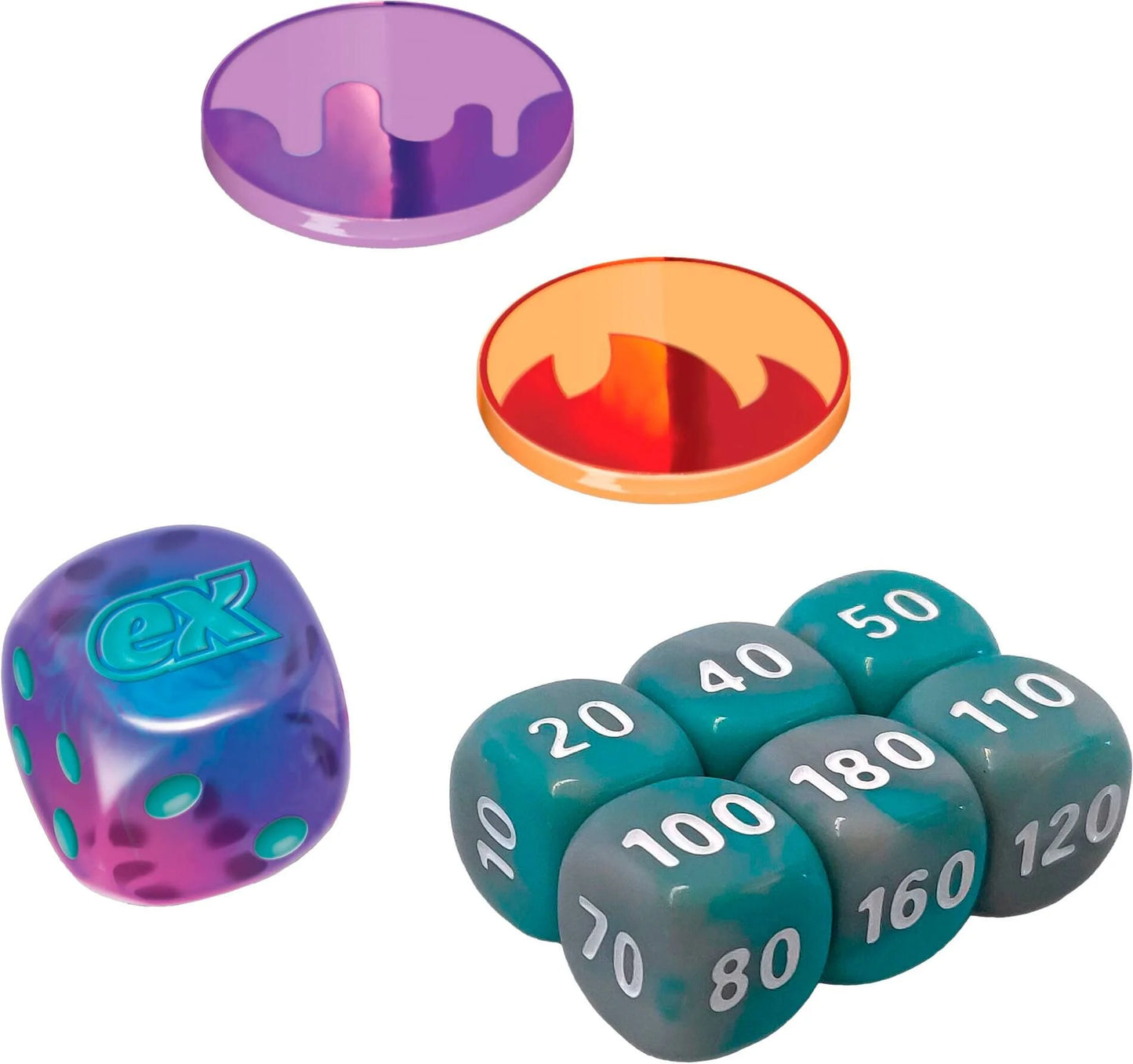 Pokémon Journey Together Elite Trainer Box dice, damage and condition markers